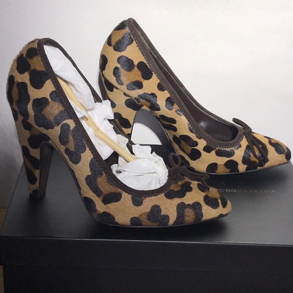 Leopard Cheetah Pony Faux Fur Pointed Toe Pumps Leopard Suede MA IRIN EXCELLENT! - Picture 3 of 7